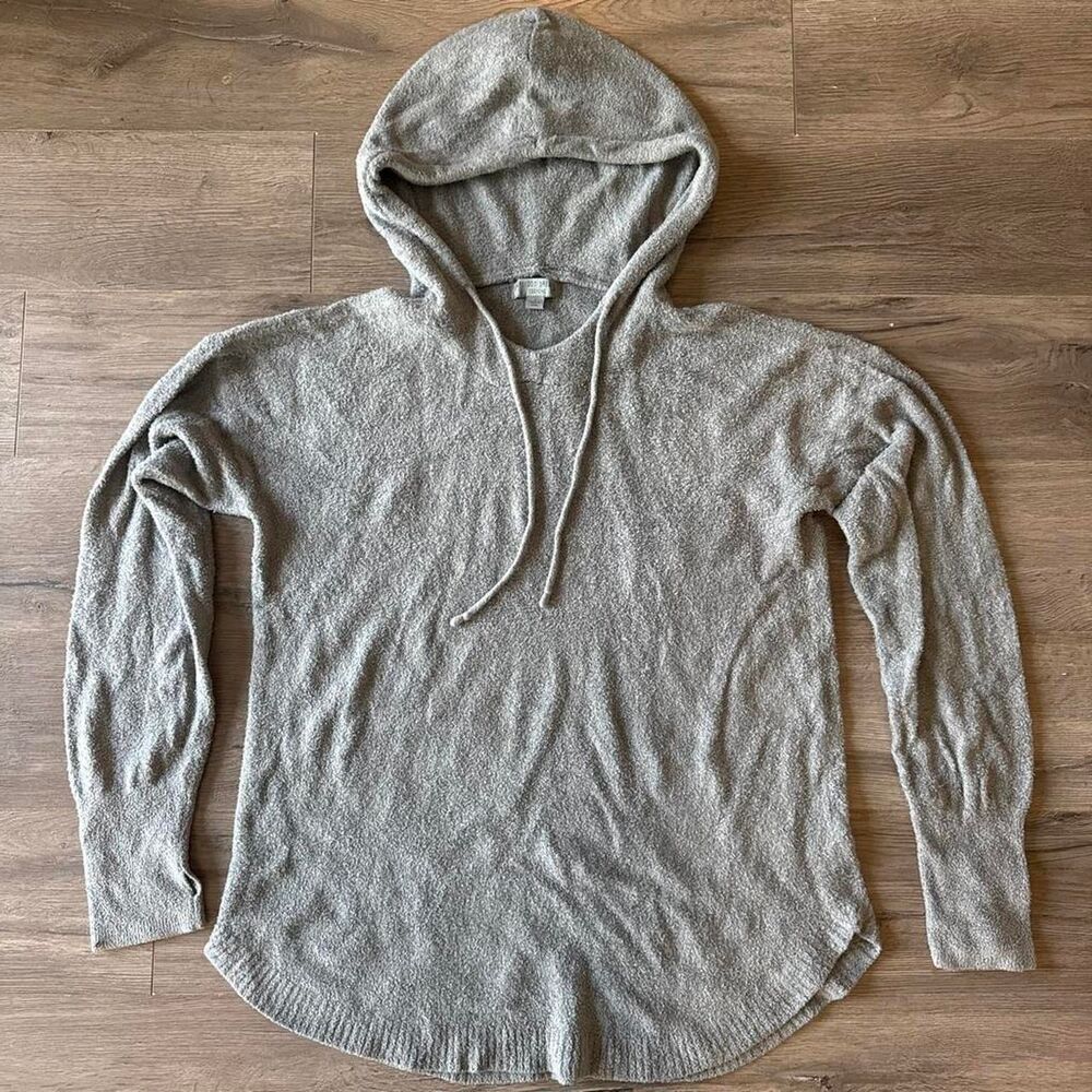 Barefoot Dreams Women's Heather Grey and Green Hoodie Size M